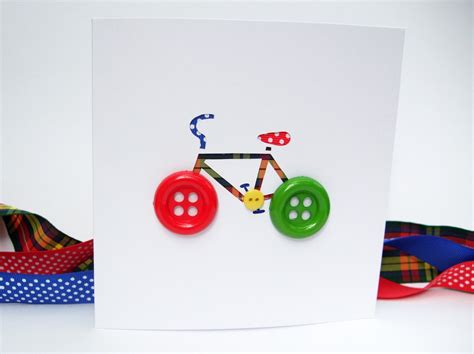 Bicycle Card with Button Wheels Bike Card Cycling Card