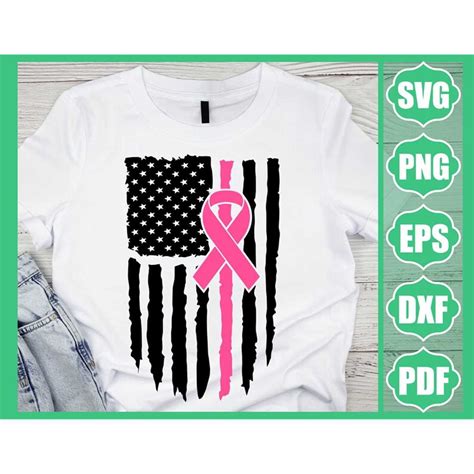 Pink Ribbon Usa Flag Svg Breast Cancer Svg Grunge Flag Svg Inspire