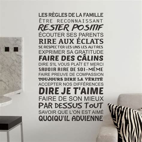 Sticker Texte Les R Gles De La Famille D Coration Murale Positive