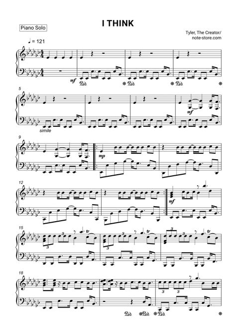 I Think Piano Sheet Music Tyler The Creator In Note Piano