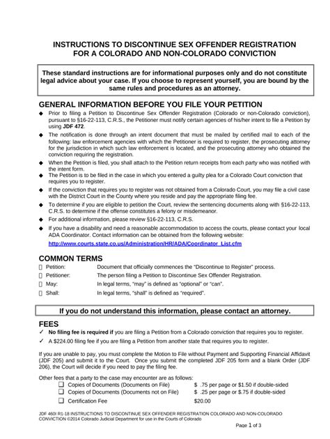 Instructions To Discontinue Sex Offender Registration For A Colorado And Non Colorado Conviction