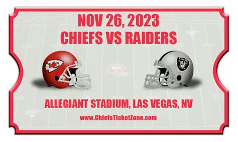 Kansas City Chiefs vs Las Vegas Raiders Football Tickets | 11/26/23