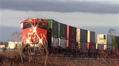 Tier 4 Gevo 3164 Leads A Long Stack Train CN 120 W DPU At Moncton NB