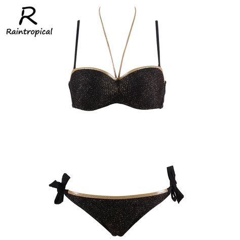 Raintropical 2019 Sexy Women Bikinis Swimsuit Push Up Swimwear Halter