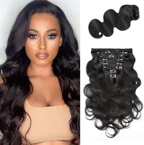 Amazon Yacurcur Body Wave Clip Ins Human Hair 8Pcs Set 120 Gram