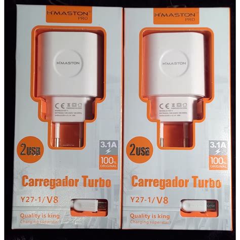 Kit C 10 Un EXCELENTES CARREGADORES TURBO H Maston Y 27 1 Micro USB V8