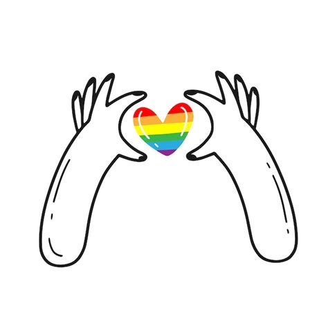 Premium Vector Rainbow Heart In Hands Hands In The Shape Of A Heart