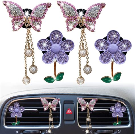 Bling Butterfly Daisy Air Vent Clips Pcs Butterfly Flower Car Air