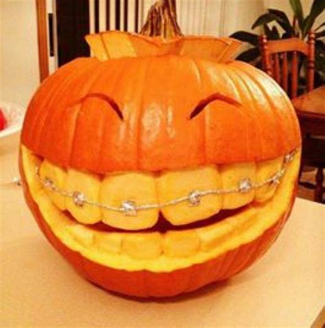 Pumpkin With Braces Pumpkin Carving Easy Pumpkin Carving Halloween Pumpkins Carvings