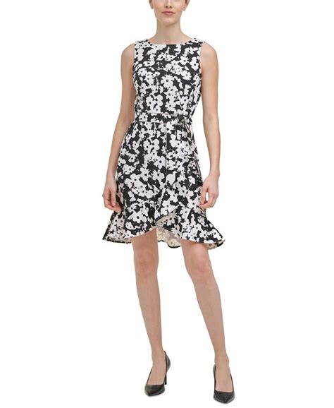 Calvin Klein Petite Floral Print Ruffled Bottom Sheath Dress Macys