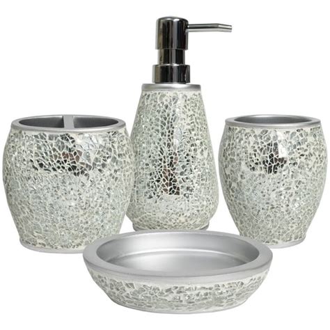 Glamour Poly Resin Bath Accessory Collection 4 Piece Bathroom Set