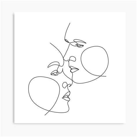 Couple line drawing. Love print. by OneLinePrint | Redbubble | Face line drawing, Abstract face ...