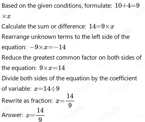 Solved Solve 10 Plus 4 Times A Number Is 9 Times The Number What Is The Number What Is The