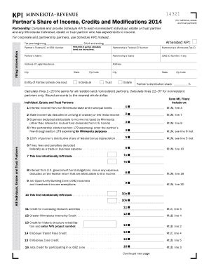 Fillable Online Revenue State Mn Partners Share Of Income Credits And