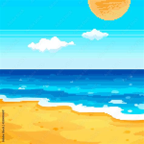 Pixel Background For Summer Vacation Summer Beach Game Background