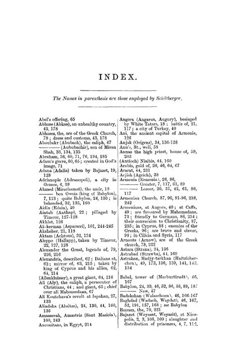 Index Bondage And Travels Of Johann Schiltberger