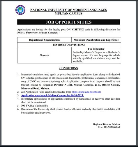 NUML University Islamabad Jobs 2023 Advertisement