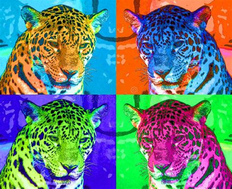 Pop Art Jaguar Icon with Color Spots. Stock Image - Image of grass ...