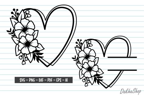 Flowers Heart Svg Floral Heart Svg Graphic By Dakhashop Creative