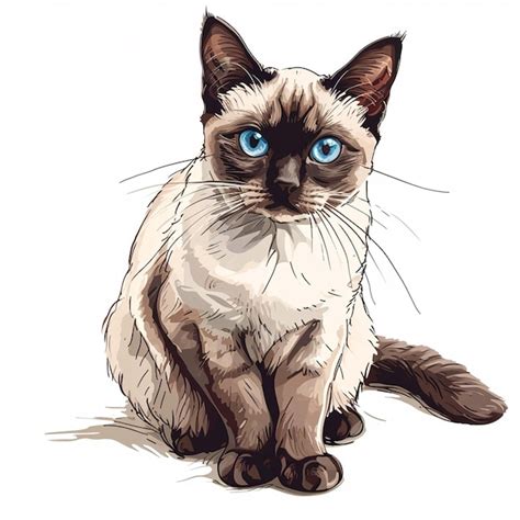 Gato siamés en dibujos animados ilustración vectorial del gato siamés