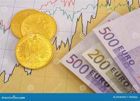 Gold and euro on chart stock image. Image of finances - 24184393