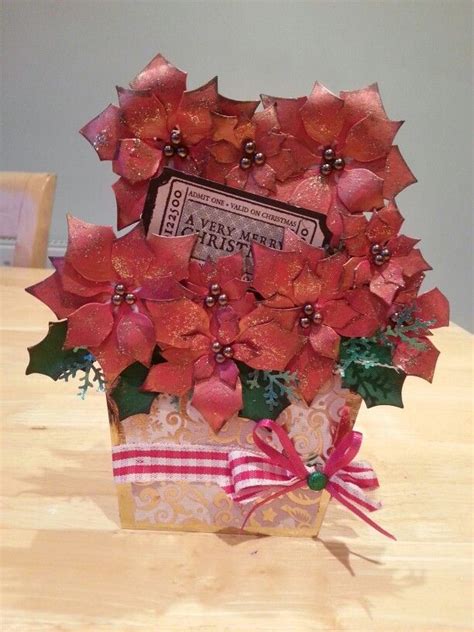 Handmade Christmas Card With Poinsettias