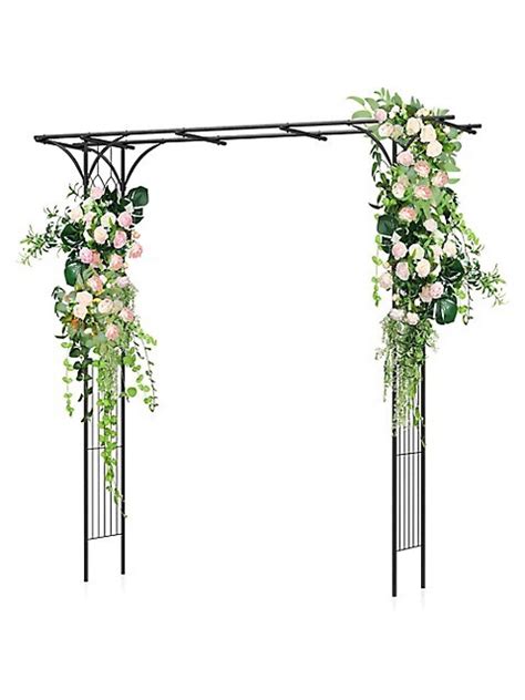 Costway 81 Metal Garden Arbor Garden Arch Trellis Wedding Arch Decoration Black Thebay