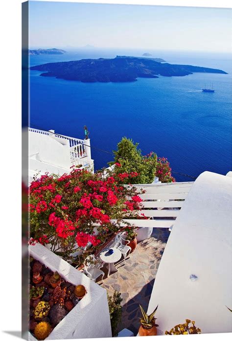 Greece, Santorini island, View towards the Caldera and Kameni Island Wall Art, Canvas Prints ...