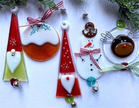 Fused Glass Christmas Decorations Etsy UK Glass Christmas