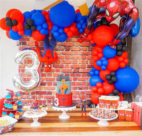 Spider Man Balloon Garland Candy Cart Spider Man Decorations Cake