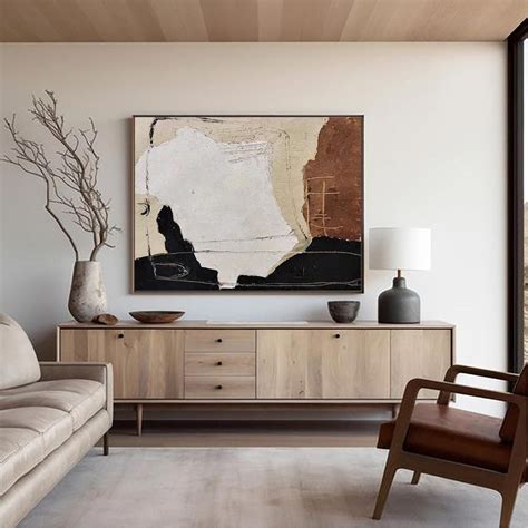 Large Neutral Beige Abstract Painting Beige Brown Minimal Wall Art