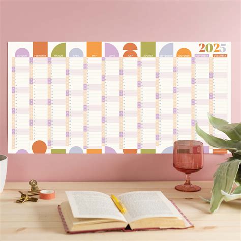 2025 Compact Year Wall Planner Geometric Citrus Splash Good Tuesday