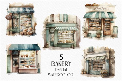 Watercolor Bakery Shop Bread Bakery Graphic By Julia Bogdan Creative