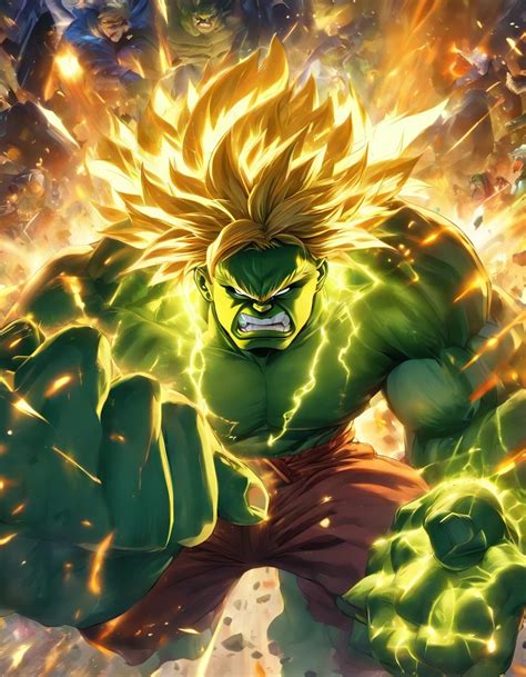 A Combination Of Hulk And Super Saiyan，in A Panoramic View，tmasterpiece