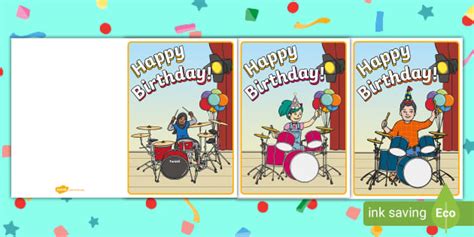 Free Drum Birthday Card Hecho Por Educadores Twinkl