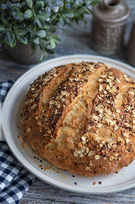 No Knead Seed Oat Bread Recipe Bread Recipes Homemade Food Oat