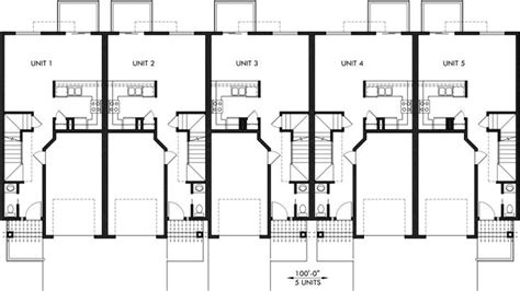 Townhouse Plans, Row House Plans With Garage, Sloping Lot Plans ...