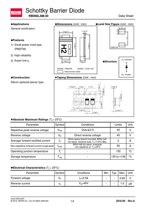 Rb Lam Datasheet Pdf Schottky Barrier Diode