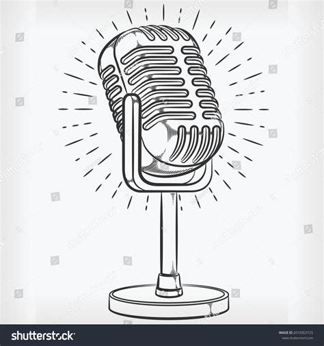 Doodle Podcasting Microphone Hand Drawing Sketch Stock Vector Royalty