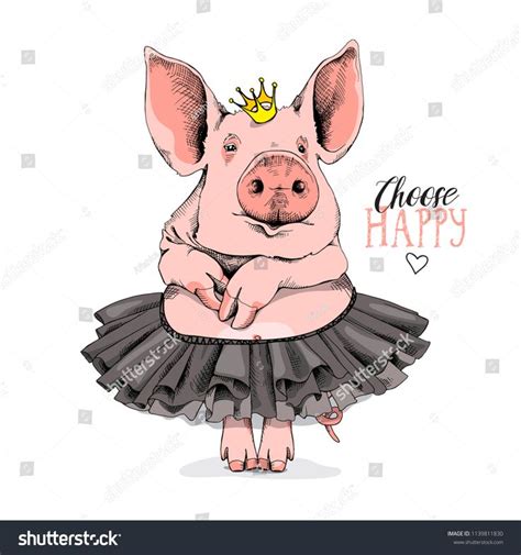 a cute pig in a skirt and a crown