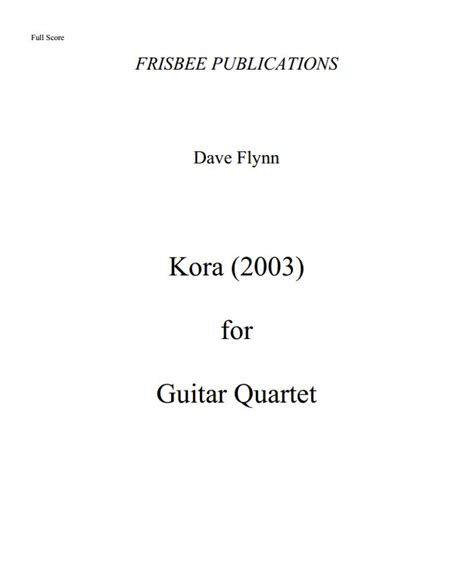 Kora for Guitar Quartet - Dave Flynn