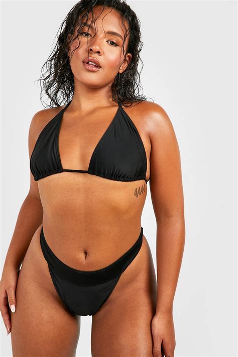 Plus Essentials High Leg Bikini Bottoms Boohoo