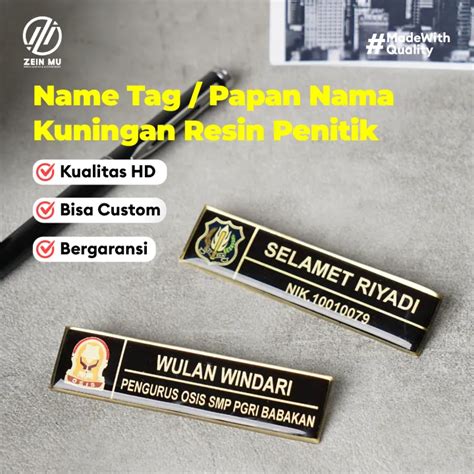 Name Tag Papan Nama Kuningan Resin Penitik Lazada Indonesia