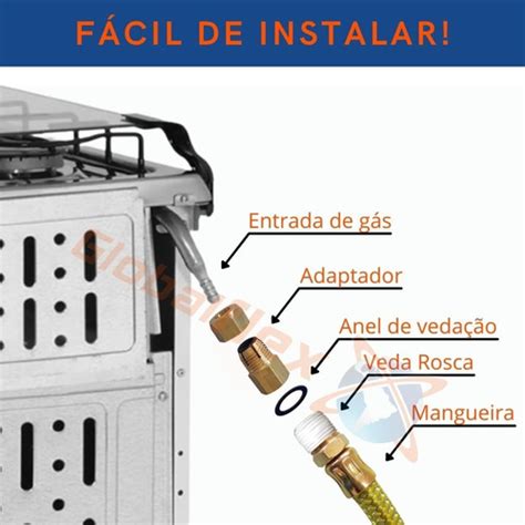 Mangueira Gas Encanado Botijão 1mt Inox Cooktop Forno Fogão CUCCINART