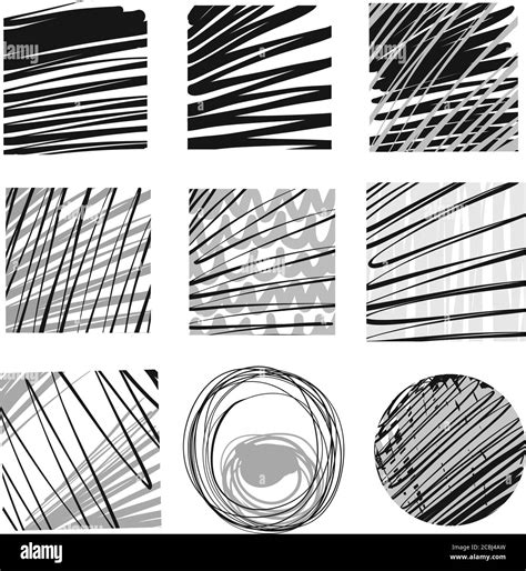 Set Of Handdrawn Lines Background Black And White Hand Drawn