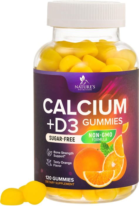 Sugar Free Calcium Gummy Bites Plus 400 Iu Vitamin D3 Bone Health