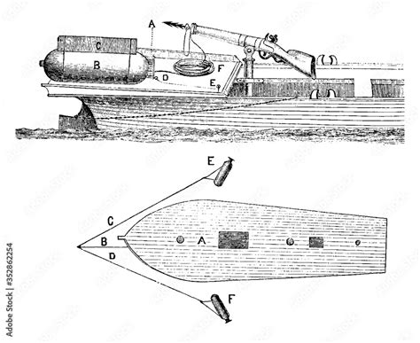 Torpedo Boat, vintage illustration. Stock Vector | Adobe Stock