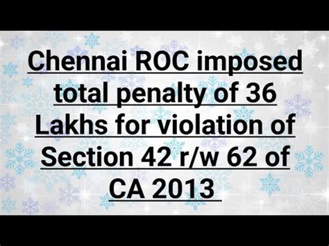 Chennai ROC Imposed Total Penalty Of 36 Lakhs For Violation Of Section