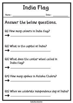 India Flag | India Flag Coloring Worksheet by BabyFunSchool | TPT