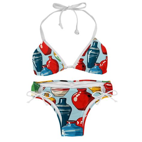 Bowling Detachable Sponge Adjustable Strap Bikini Set Two Pack Swimsuit